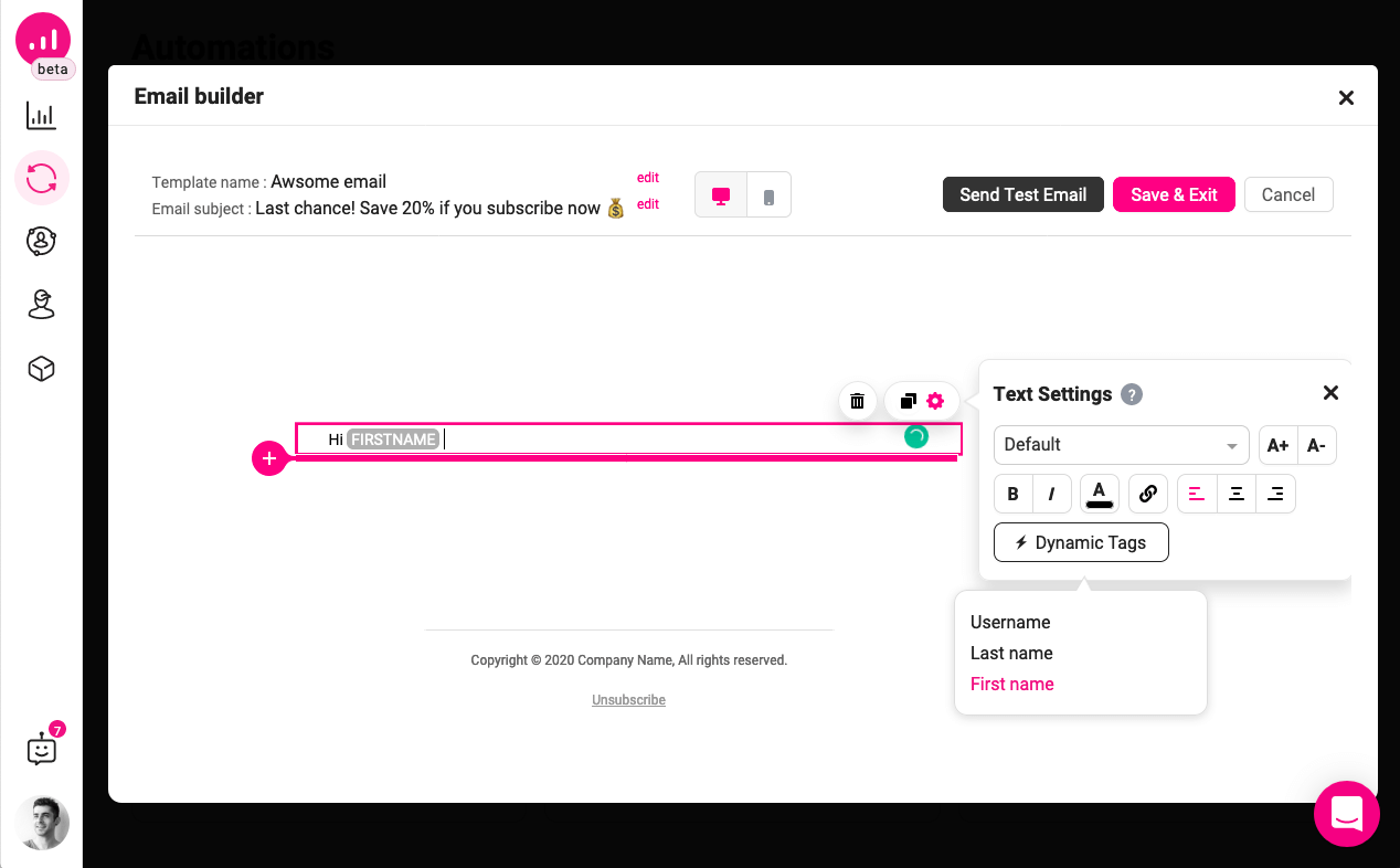 send engaging emails - dynamic names