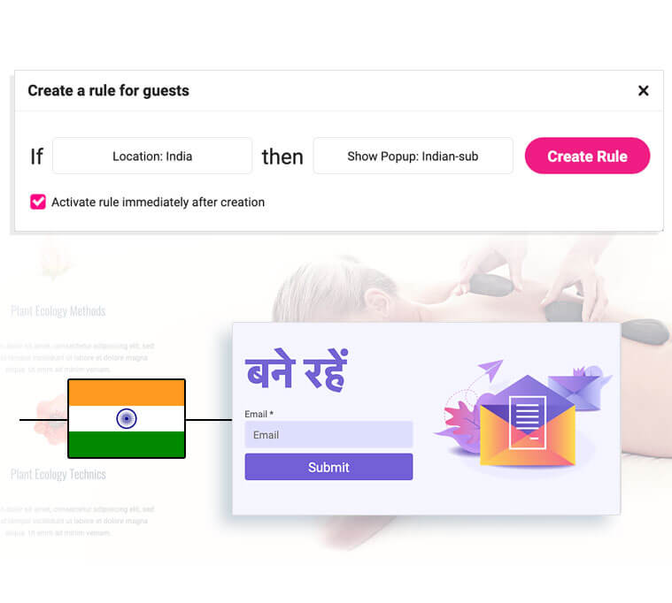 automated marketing for WordPress - automation rule example geolocation - based on native language