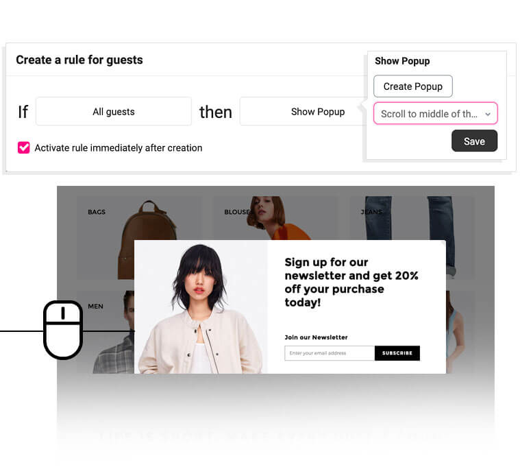 automated marketing for WordPress - automation rule example - scroll
