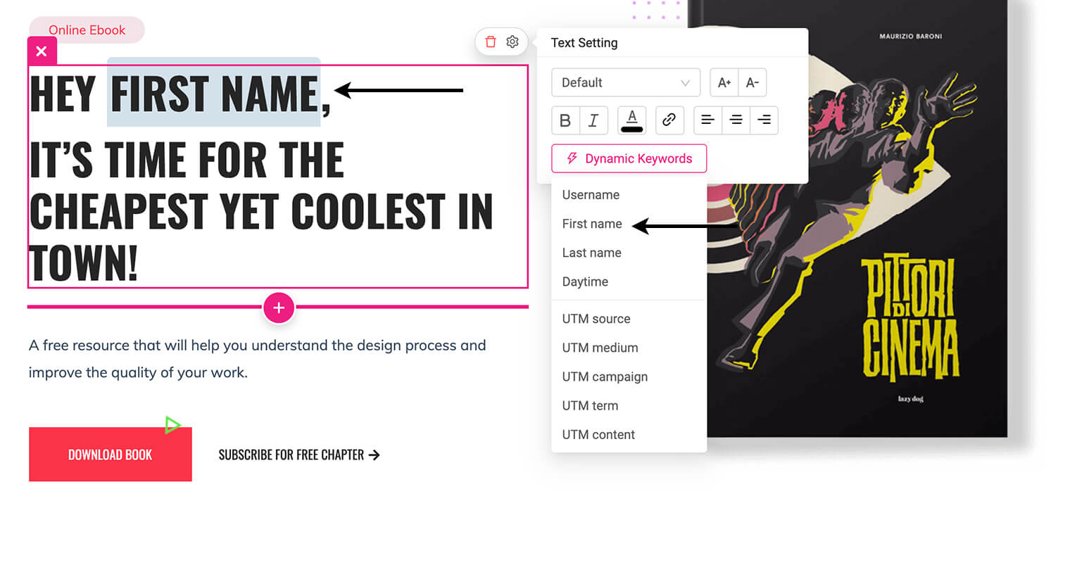 personalize content with dynamic keywords