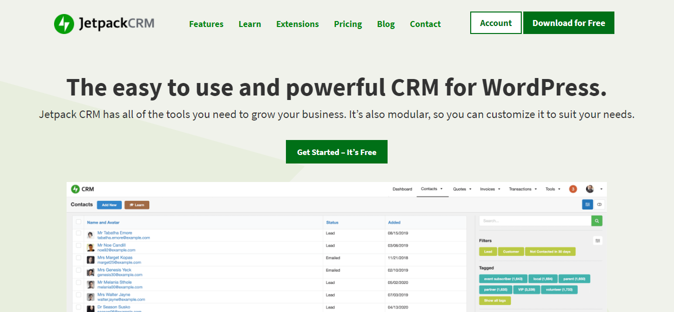 Screenshot of Jetpack CRM Screenshot of Jetpack CRM