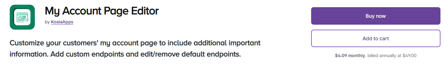 my account page editor
