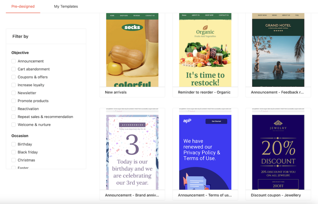 ready-to-use email templates in Convert